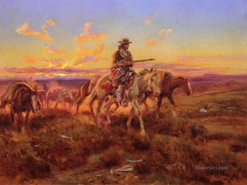 Indiana Cowboy Painting - the free trader 1925 Charles Marion Russell Indiana cowboy